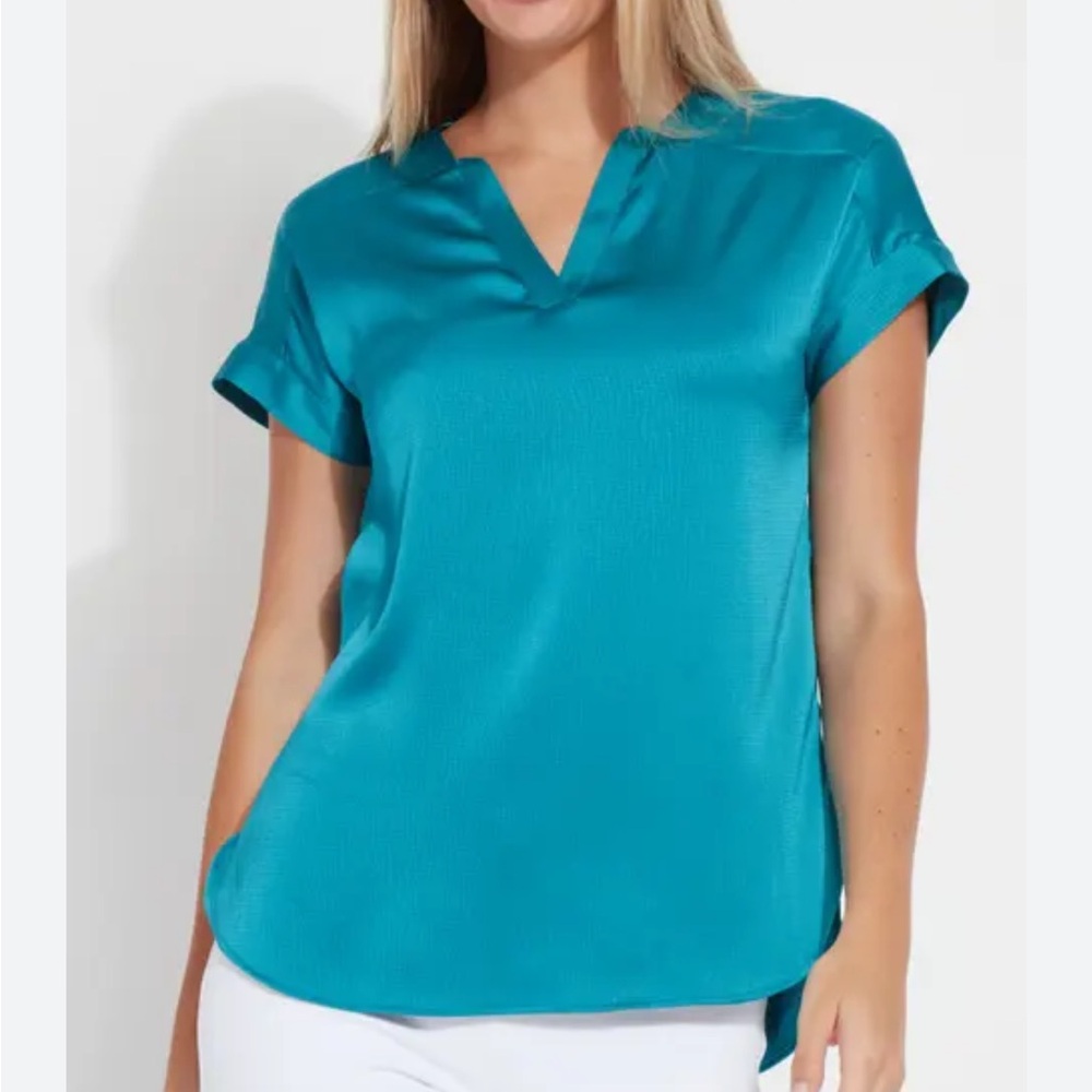 Rachel Roy Teal Blue V-Neck Women's Top